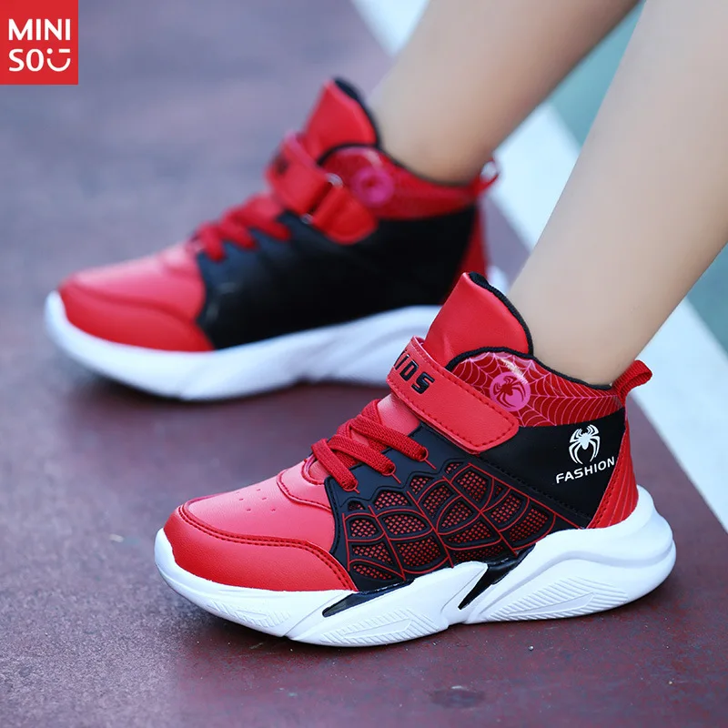 

Miniso Boys Leather Sneakers for Kids, Spring Autumn Breathable School Shoes