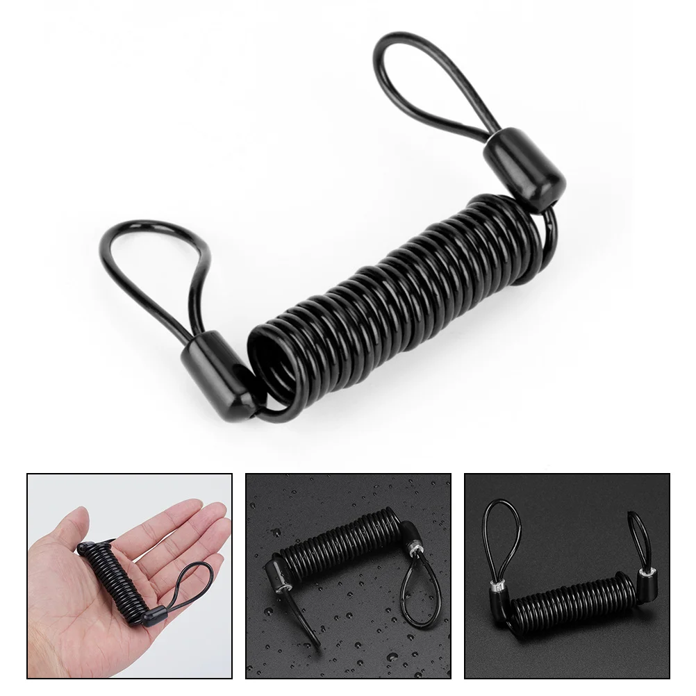 

4pcs Anti Theft Spring Rope Lock Wire Reminder Durable Motorcycle Security Cable For Bike Black Portable