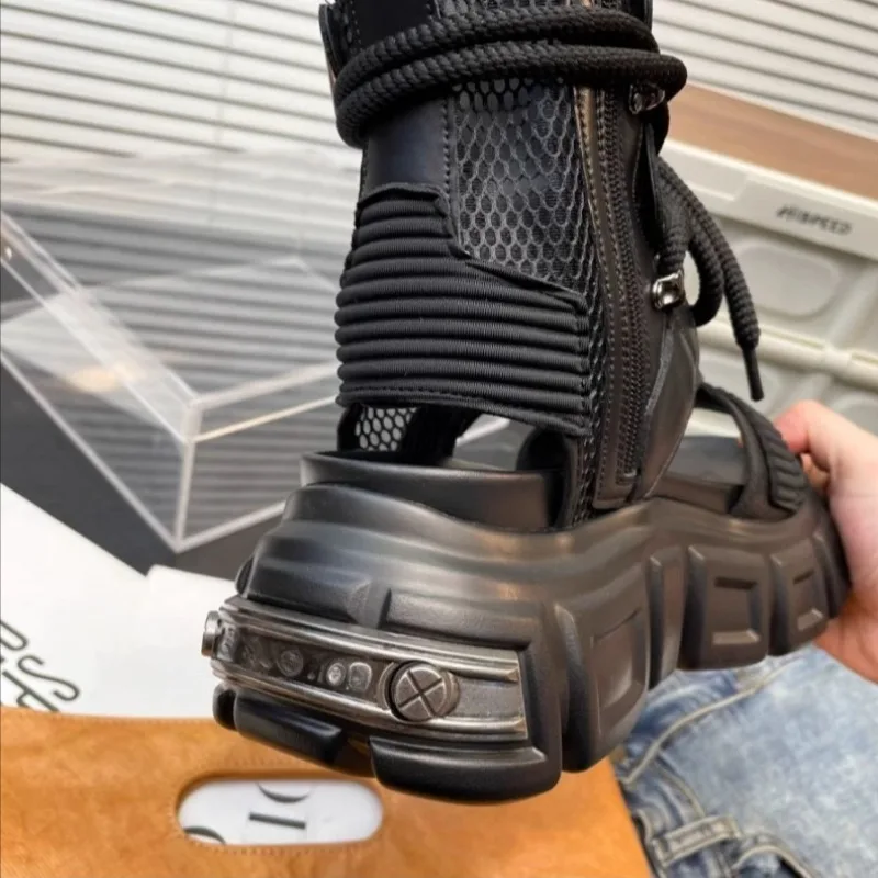 Fashion British Style Motorcycle Boots with Thick Sole,increased Height,personalized Handsome Punk Style,comfortable Botas Mujer