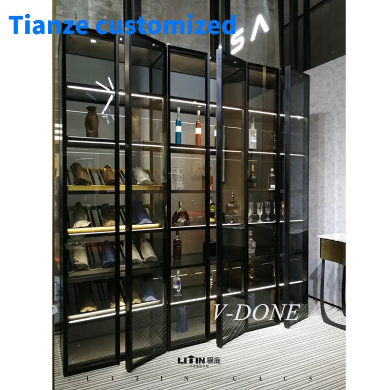 [Customized]living room red wine glass wine bar display cabinets home