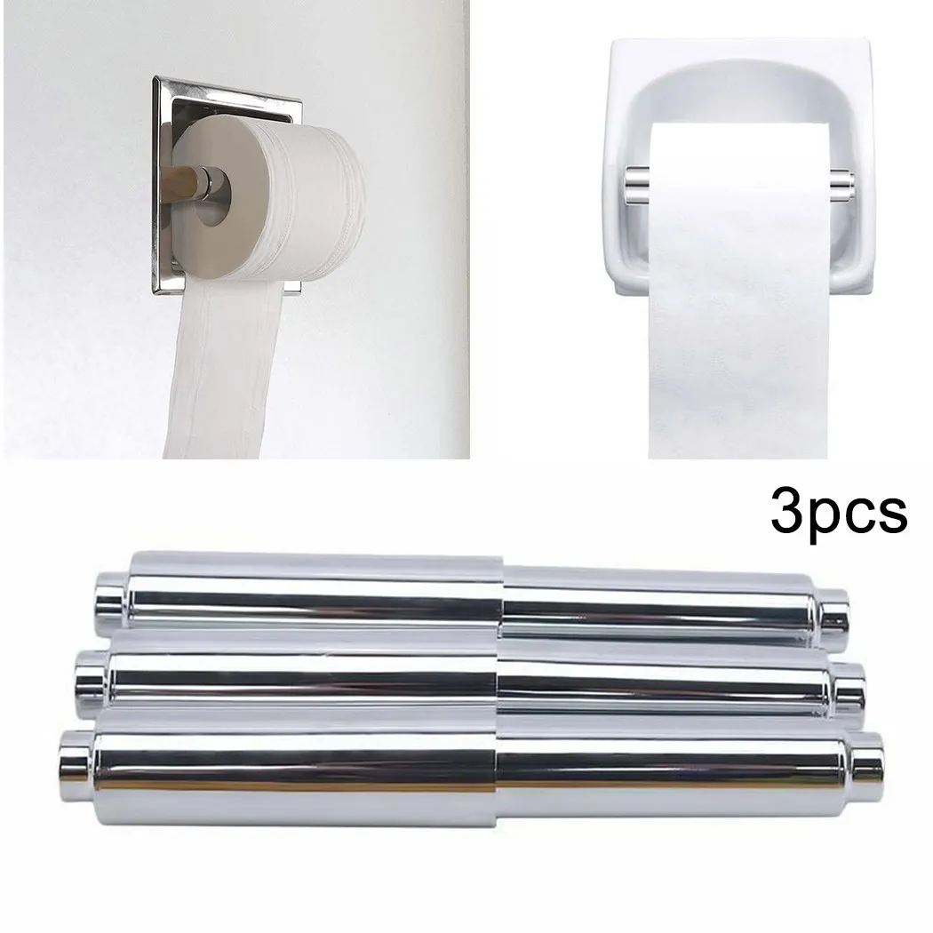 Bathroom Toilet Roll Paper Towel Shaft Chromium Plated Spring Telescoping Roll Spindle Spring Loaded Replacement Insert Holder