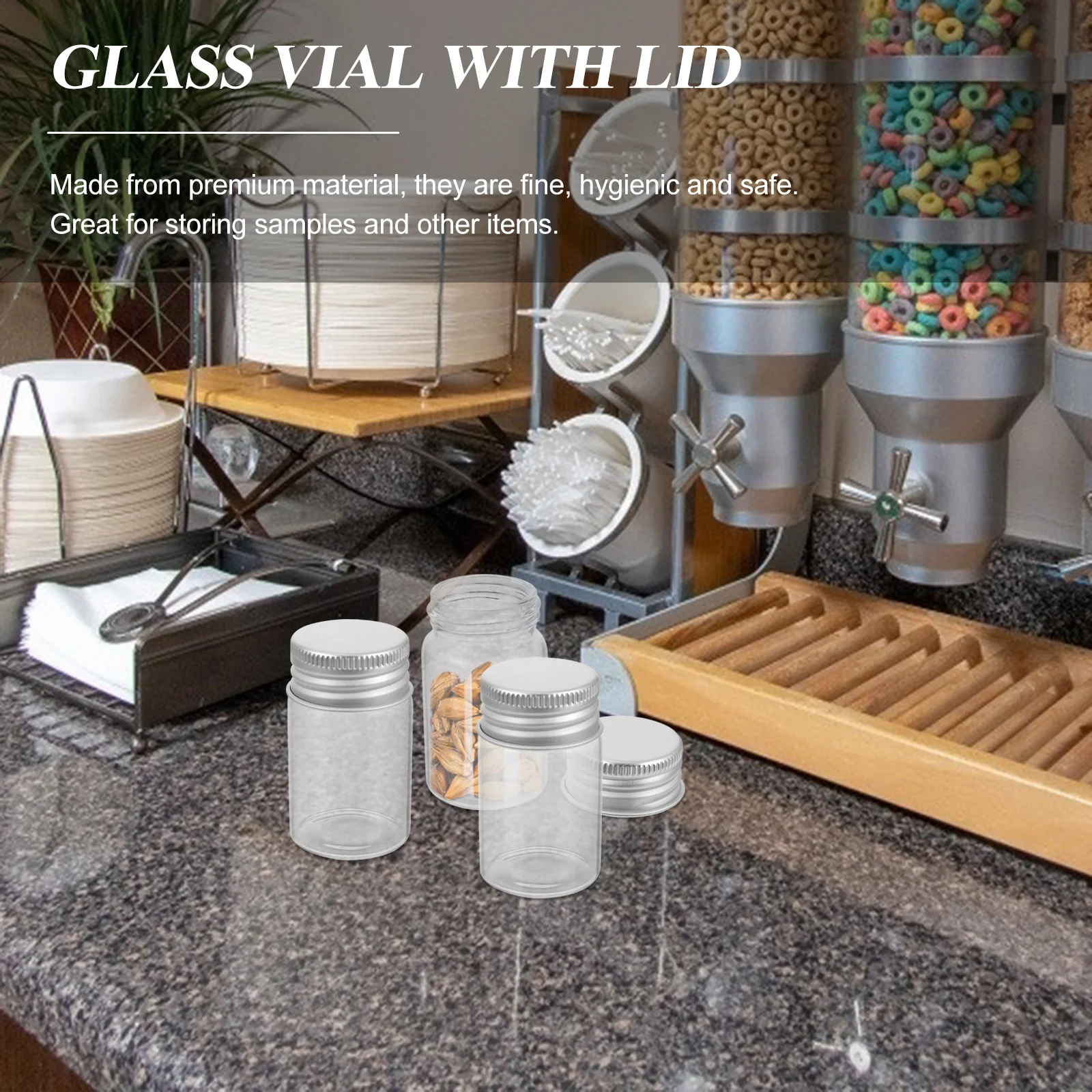 

50 Pcs Laboratory Glass Bottle Sample Bottles with Lids Transparent Vials Experiment Science Clear