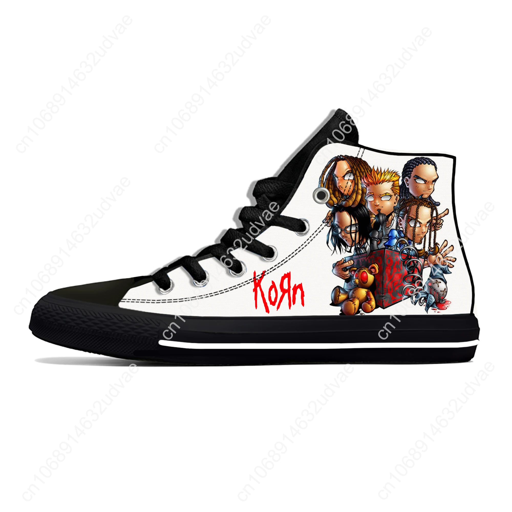 Korn Rock Band High Top Sneakers Mens Womens Teenager Casual Shoes Canvas Running Shoes 3D Printed Breathable Lightweight Shoe