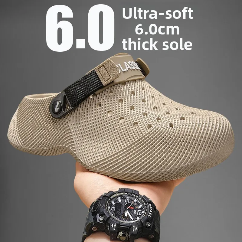 

Men's 2026 Summer Outdoor Wear Thick Bottom Anti-Slip Wear-Resistant Sports Beach Shoes Clog Style Half Slippers Casual EVA M...