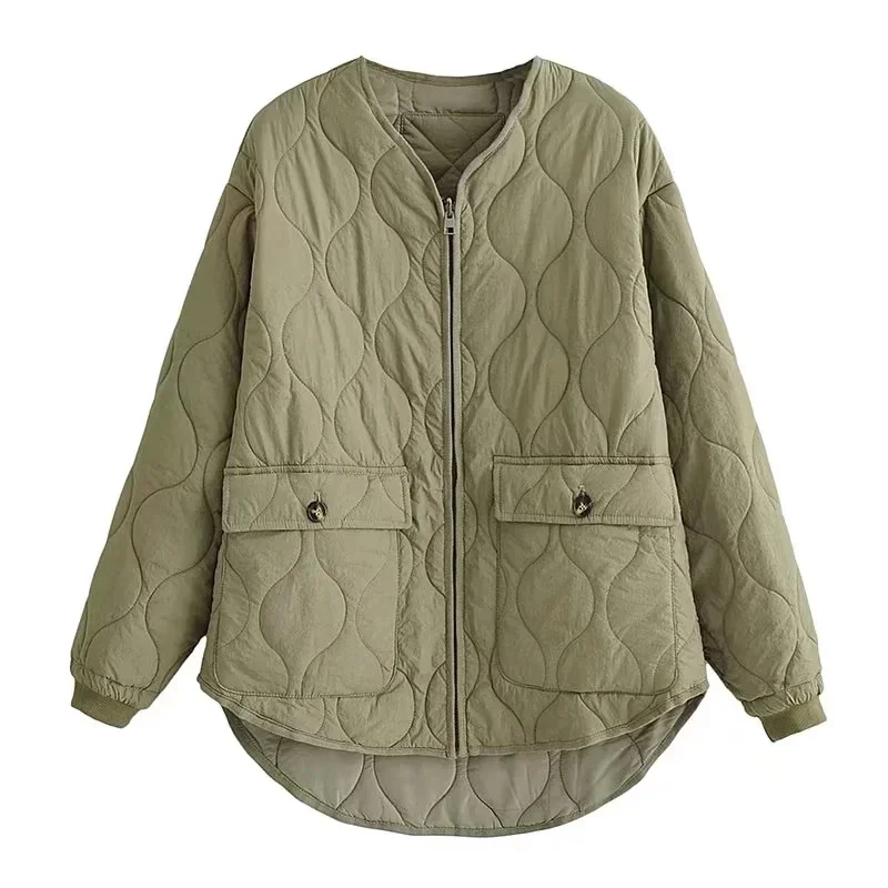 Green Oversize Jackets For Women 2022 Black Padding Coat Winter Autumn Loose Quilted Casual New In Outerwears Korean Fashion Y2k