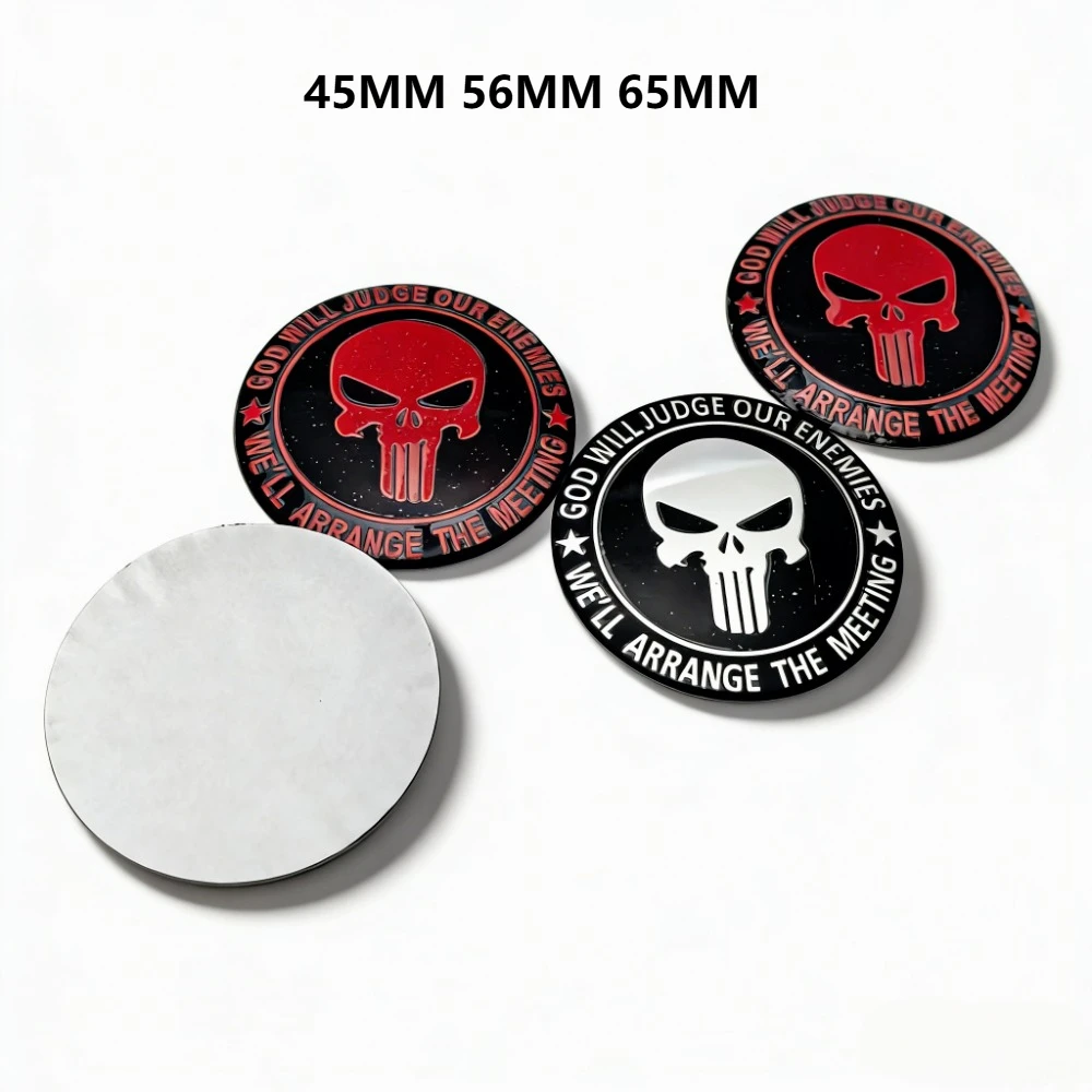 4pcs 45MM 56MM 65MM Skull Logo Emblem Car Stickers Accessories for Car Wheel Center Caps Rim Hubcaps Cover Hub Cap Badge Replace