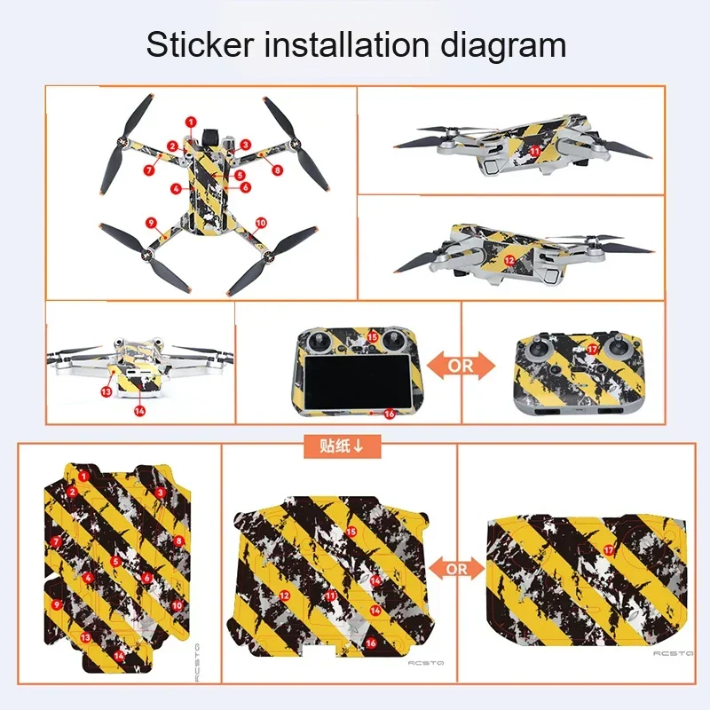 For Dji Mini 3 Pro Sticker Camera Drone Decals PVC Protective Film Remote Control Drone Stickers For Dji 3 Mini Pro Accessories