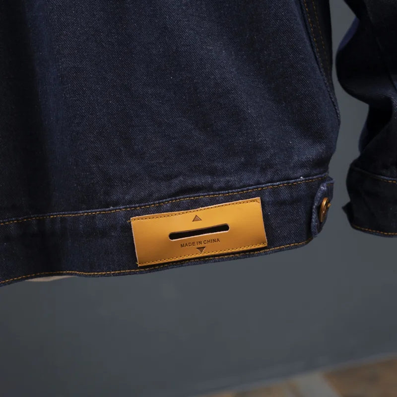 Stitching Contrast Color Denim Coat for Men 2024 Japanese Style Workwear Casual Jacket Autumn and Winter New Fashion denim Tops