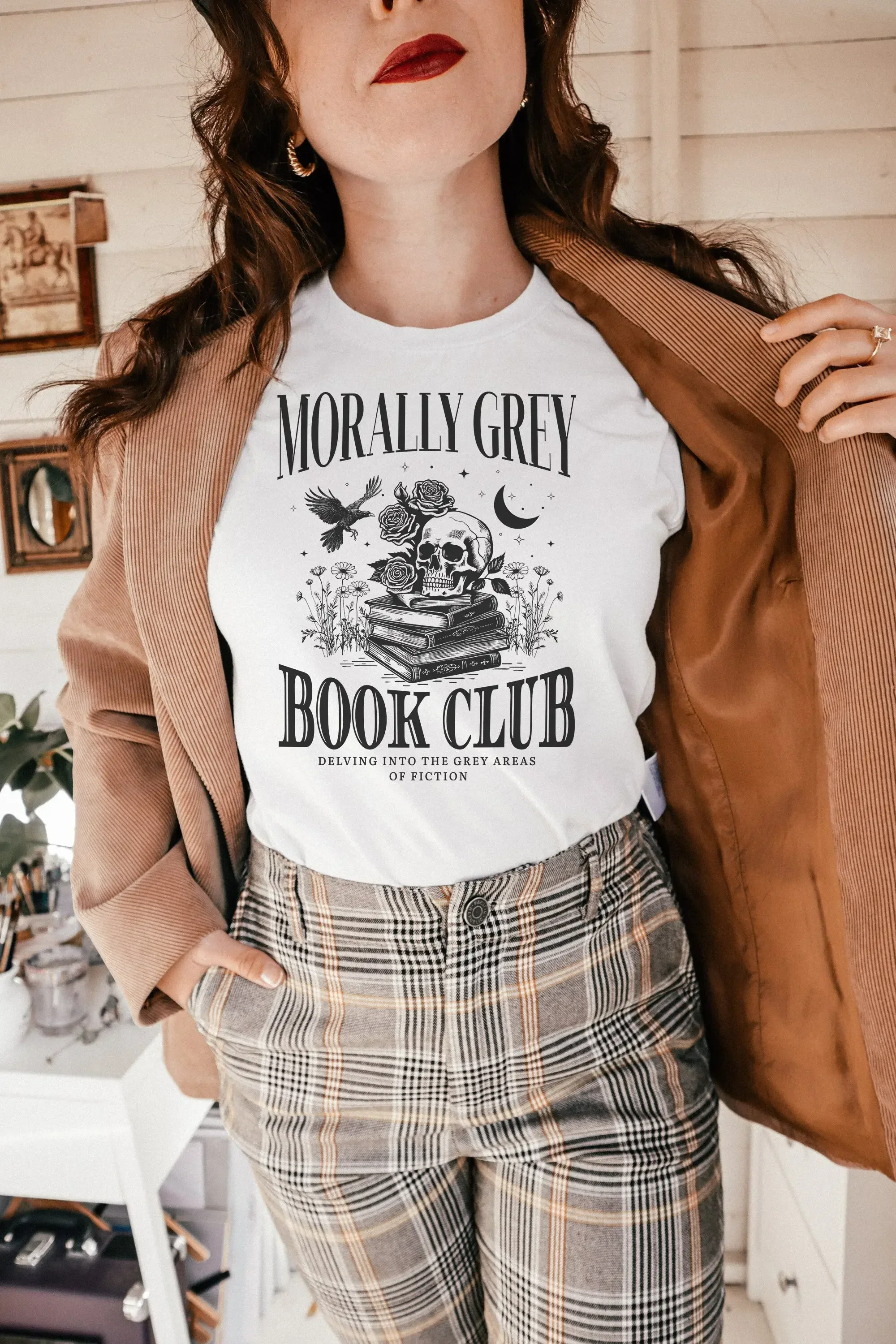 Morally Grey Book Club T Shirt Bookish Booktok Merch Things Reading Smut Dark Academia Death By Tbr