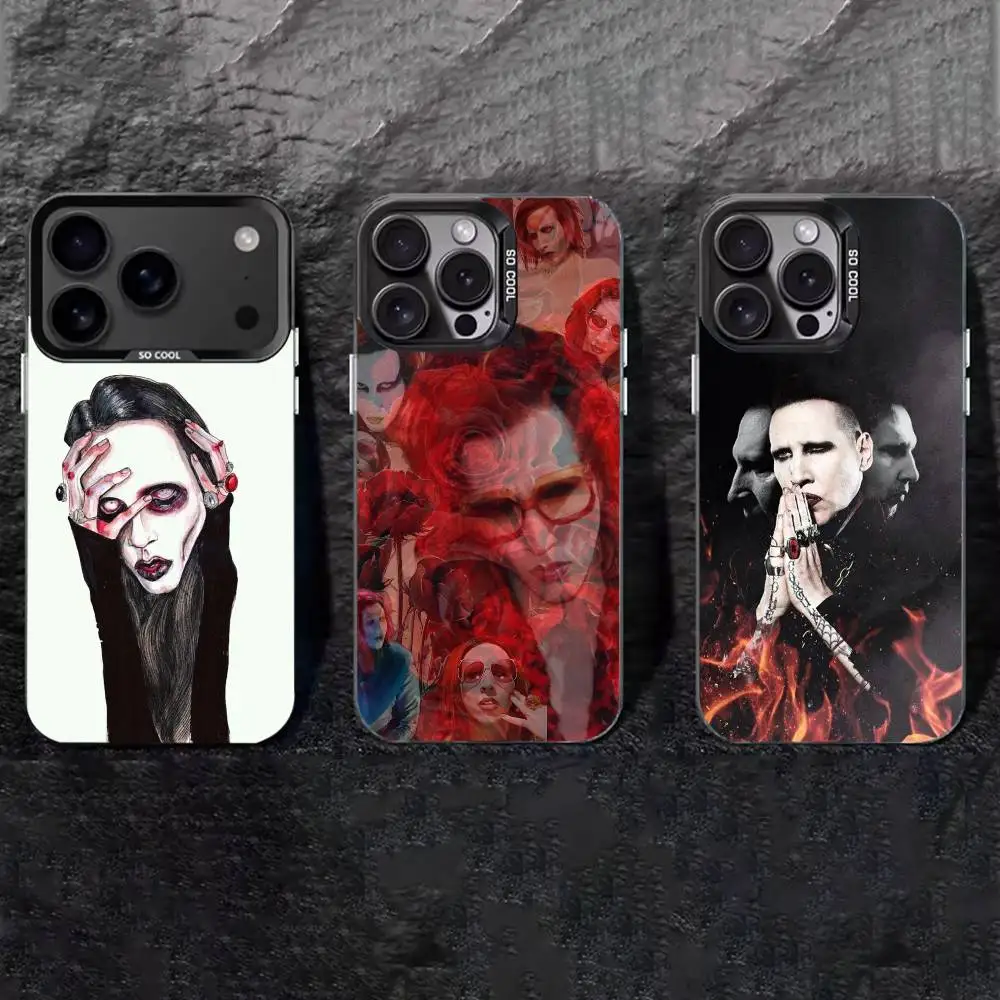 

M-Marilyn Singer Manson Phone Case For iPhone 17,16,15,14,13,12,11 Plus,Pro Max,XS,Colored silver phone case