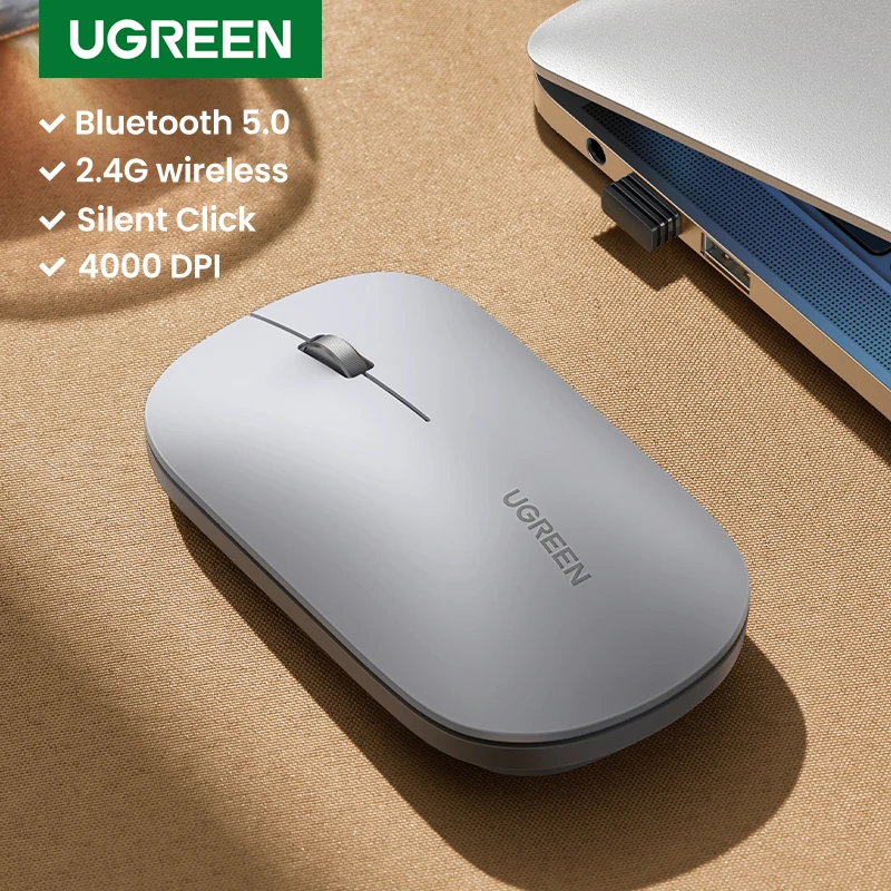 UGREEN Mouse Wireless Bluetooth 2.4G Silent Mice 4000 DPI Left Right Hand For MacBook Tablet Computer Laptop PC Wireless Mouse