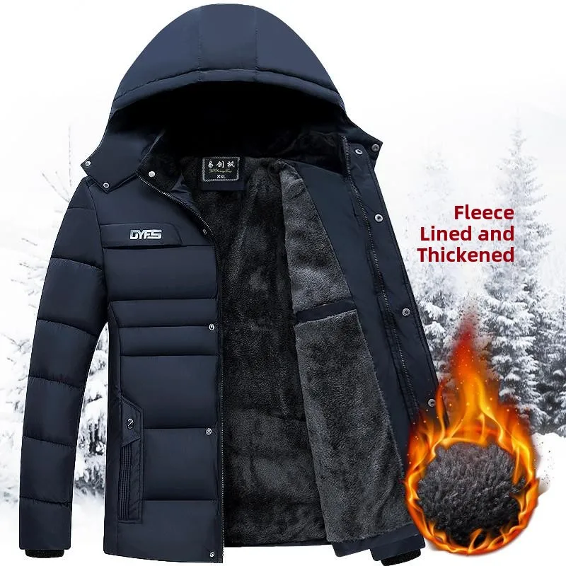 

Men's Winter Heavy Jaet Cotton Coat Warm Faion Urban Sle Stand Fit Thiened Stand Collar Straight Hem Design