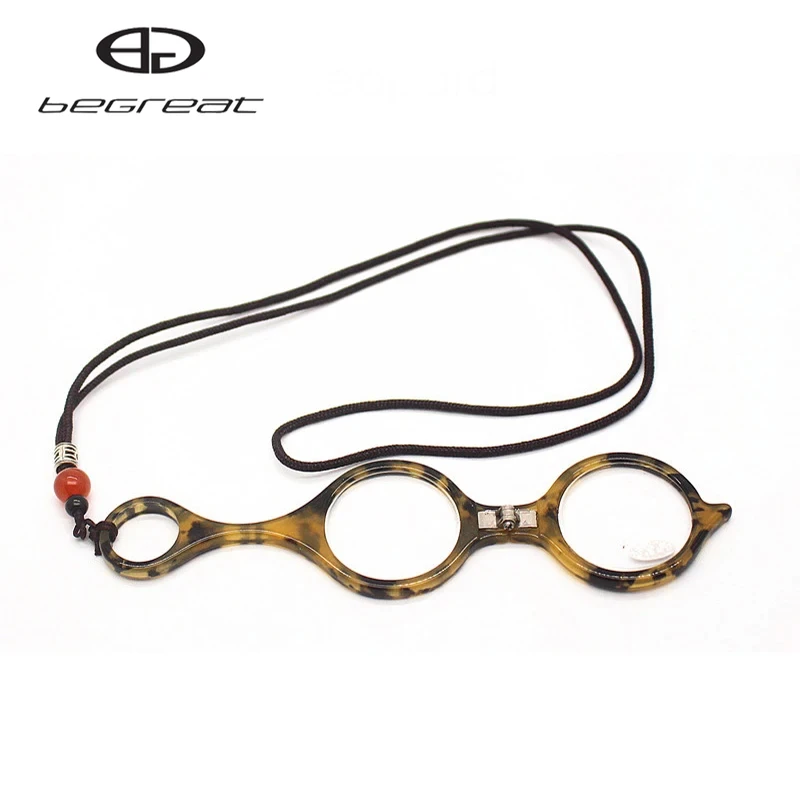 

BEGREAT Foldable Hanging Neck Reading Glasses Women Men Round Pendant Necklace Presbyopic Hyperopia Eyeglasses +1.0 To +3.5