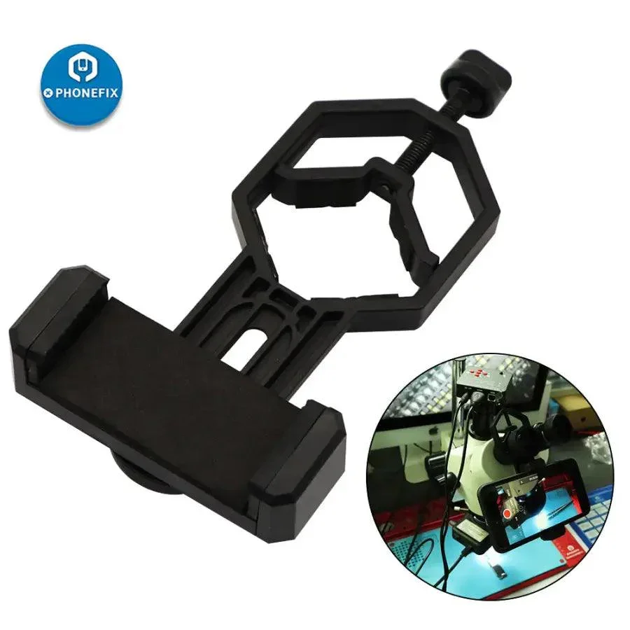 Universal Cell Phone Adapter Clip Mount Trinocular Microscope Telescope Adjustable Smartphone Holder for Image and Video Capture