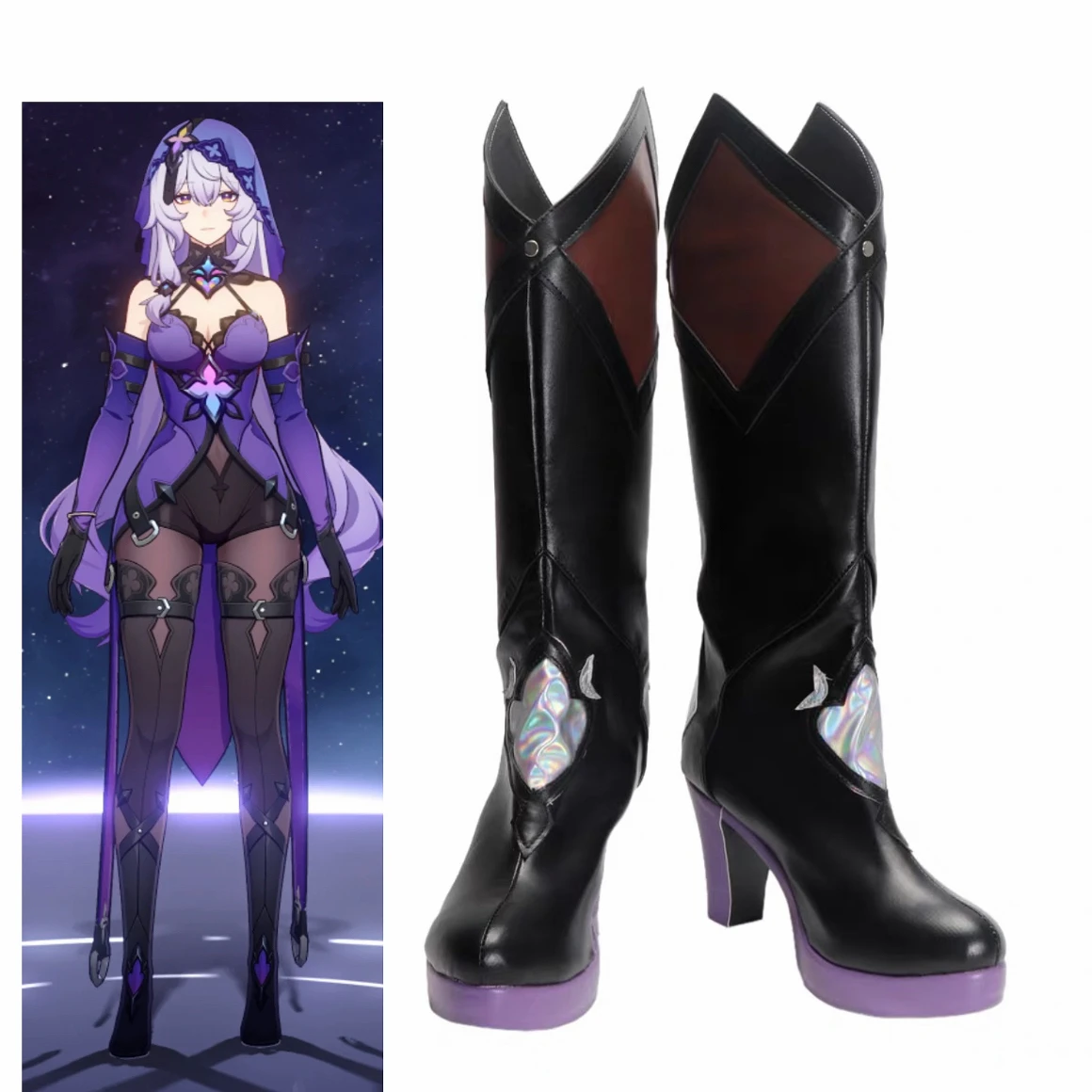 Scarpe cosplay cigno nero stivali Honkai Rail carnevale stella scarpe Halloween