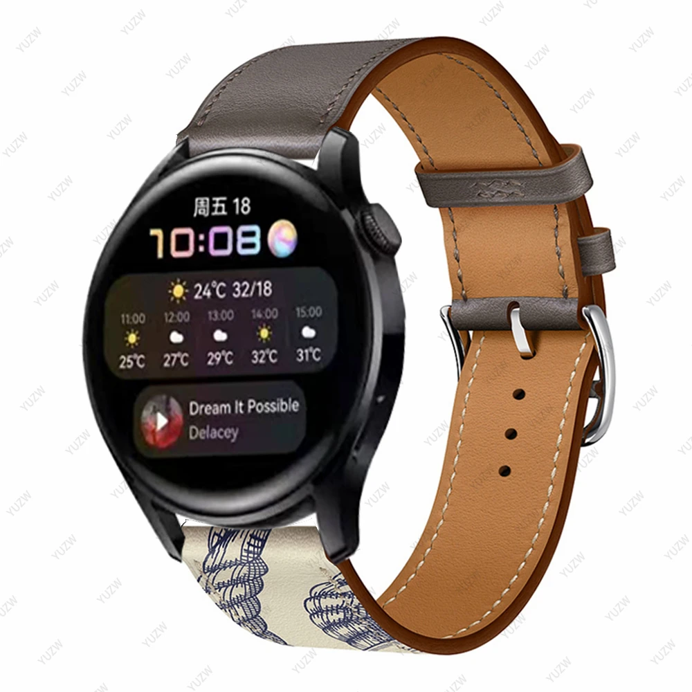 20/22mm Leather Strap for HUAWEI WATCH 3 GT 2 Pro GT3 42mm 46mm Luxury Band Bracelet for HONOR Magic GS Wristbands  Accessories