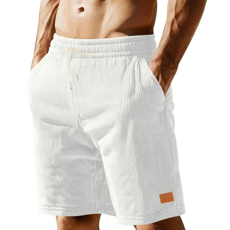 

New Men's Summer Large Size Corduroy Shorts Casual Breathable Beach Style Loose Fit Fashionable Sporty Knee-Length Shorts