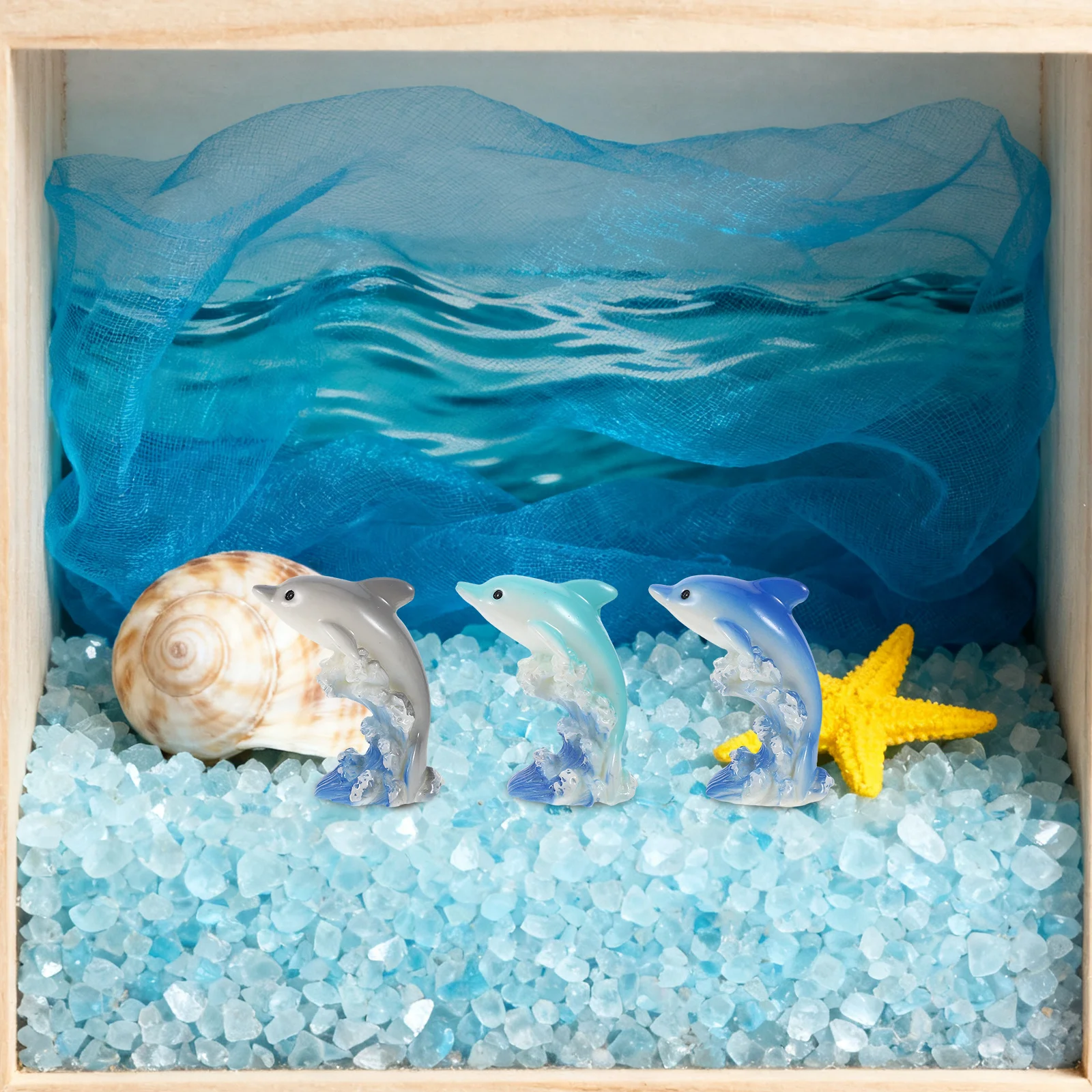 

7pcs Mini Resin Dolphin Micro Landscape Ocean Theme Decor For Aquarium Fairy Garden Craft Home Office Desktop Ornament