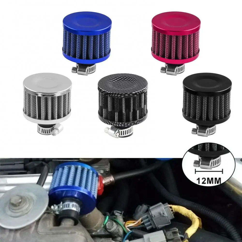 12mm Universal Cold Air Intake Filter Crankcase Vent Valve Breather Filter Red Cone Mini Oil Air Intake For Cars Motorcycles