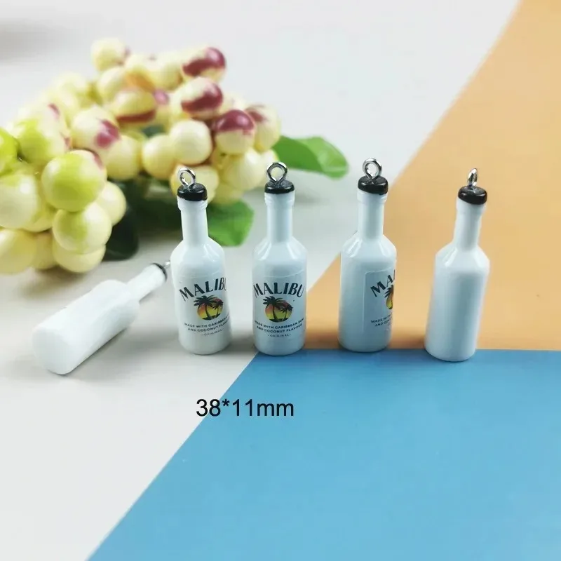 10pcs/pack Simulation Coconut Wine Bottle Resin Pendants Tiny Beverage Charms For DIY Handmade Earrings Keychain Jewelry