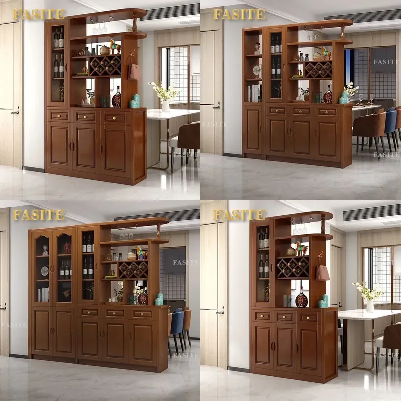 For Living Room Solid Wood Wine Cabinet Partition Double Sided Shoe Storage Entryway Hall Screen Decorative Integrated