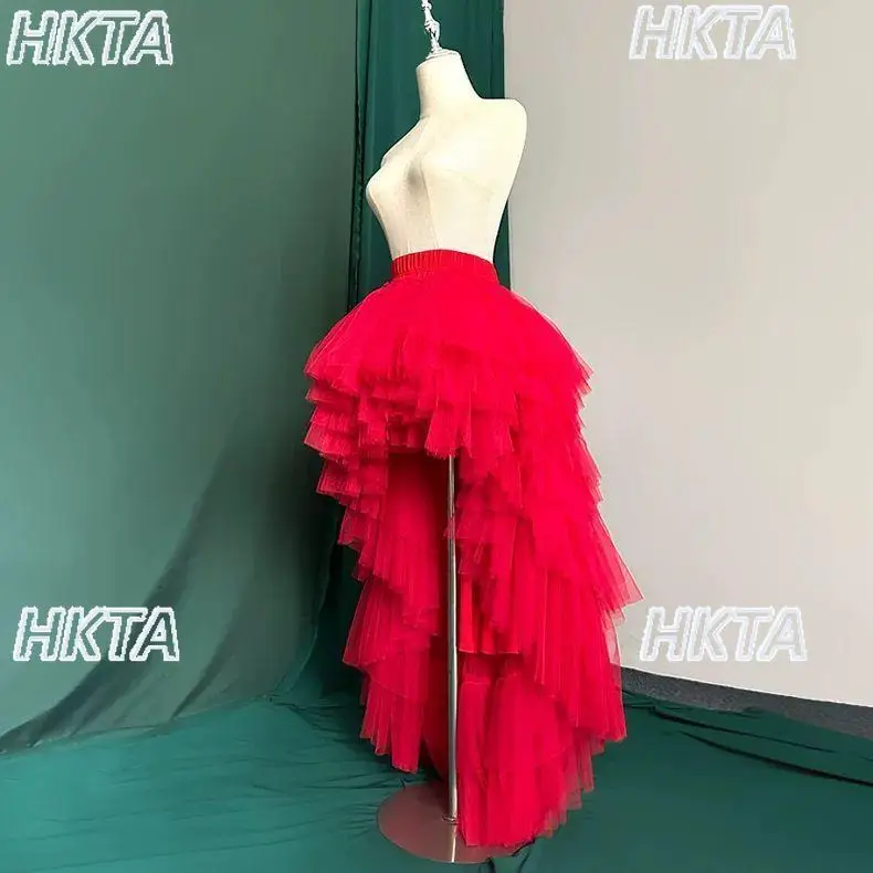 

Простая спереди, короткая сзади, длинная сетчатая черная юбка-пачка, женская осенняя универсальная подиумная банкетная юбка трапециевидной формы принцессы для женщин