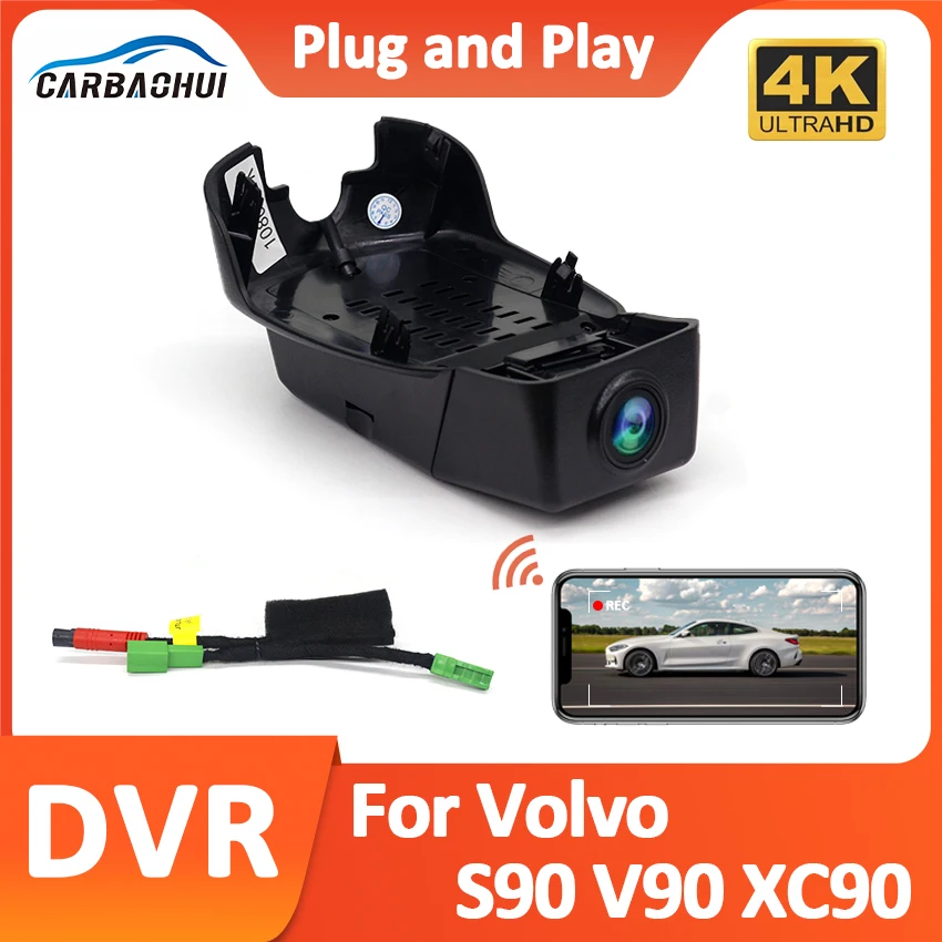 

Car DVR Wifi For Volvo S90 V90 XC60 2017-2022 UHD 4K 2160P Plug and play Easy to install DashCam Camera Video Recorder Wireless