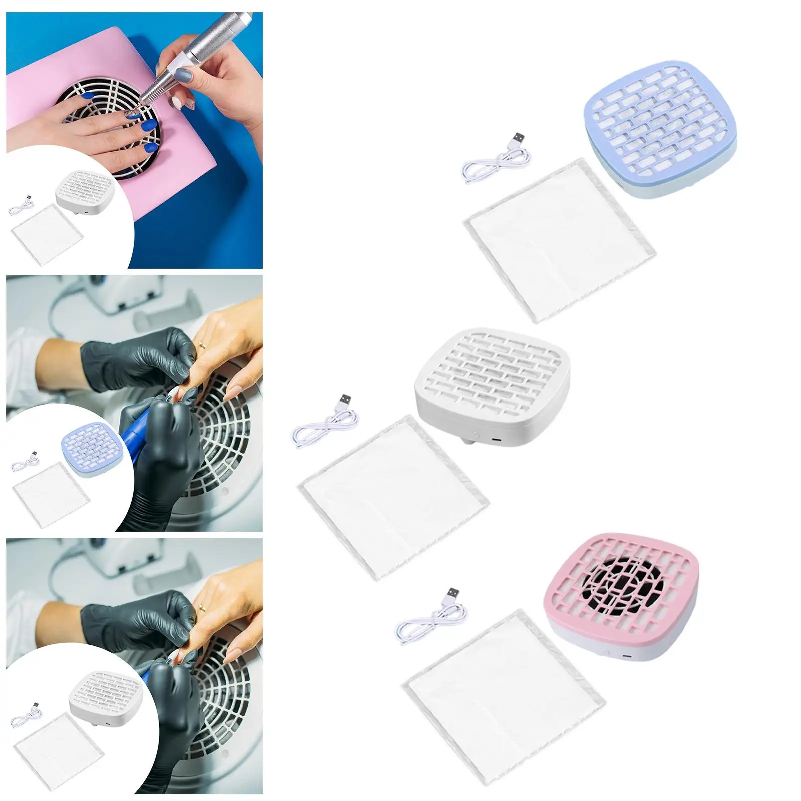

Nail Dust Collector with Filter Papers Portable for Acrylic Nail Polishing for Home