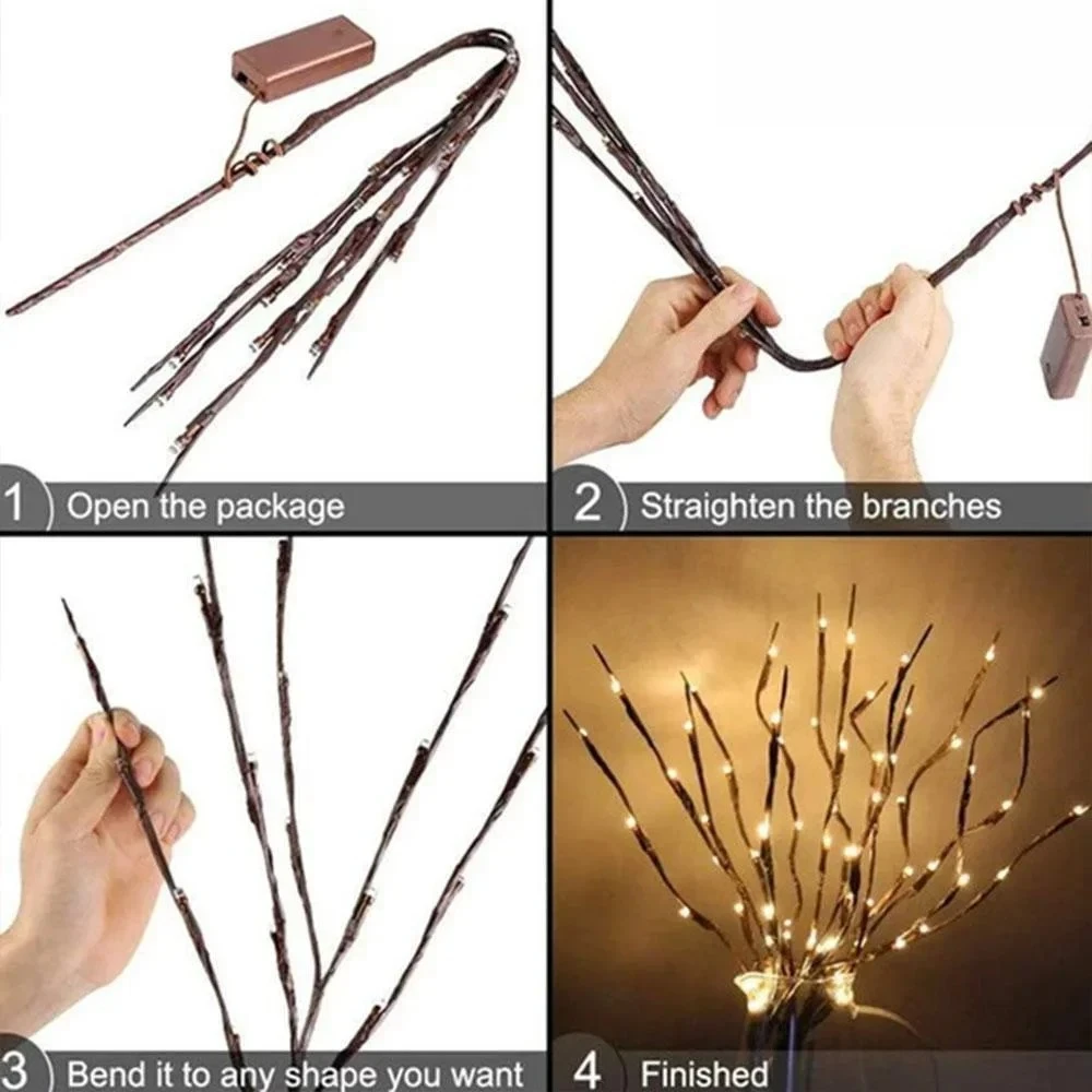 LED Christmas Tree Branch Light - Bendable Battery-Powered High-Quality, Multi-Color Home & Party Decor