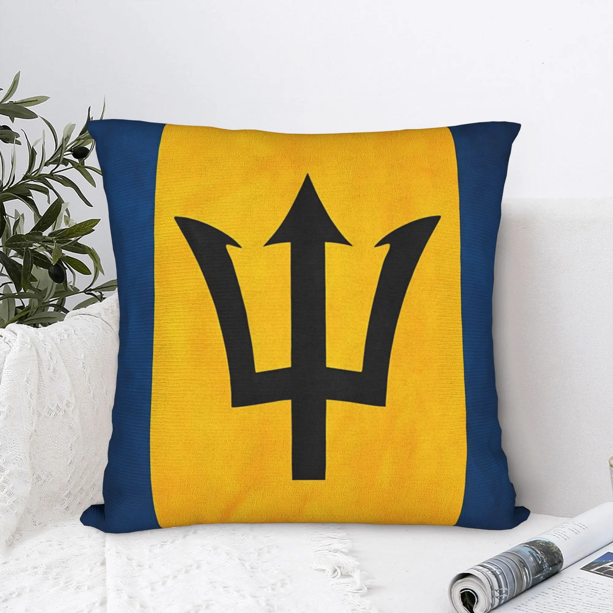 Barbados  Barbadian Flag  National Flag Of Barbados  Pillow Case  Print Pillow Cover Retro Pillowcases For Sofa Home Decoration