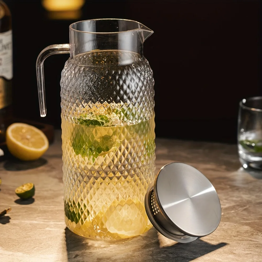 

V-shaped Diversion Port Cold Water Pitcher Transparent Large Capacity Cold Water Jug Antifall Heat-resistant Juice Jug Canteen
