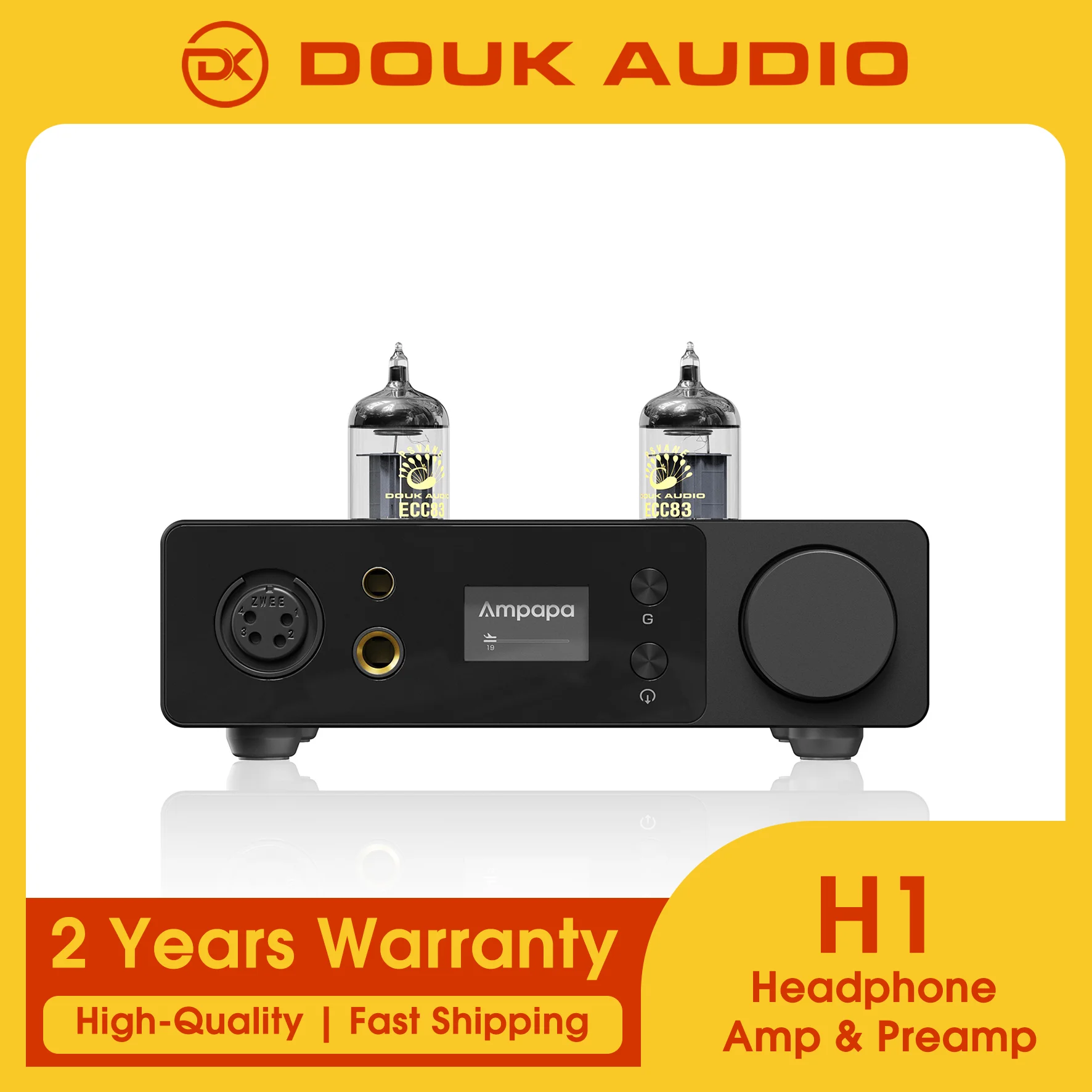 Douk Audio Ampapa H1 Desktop Class A Hi-Fi Stereo-Kopfhörerverstärker, 4000mW Hochleistungs-Vorverstärker für audiophile Heimaudiosysteme