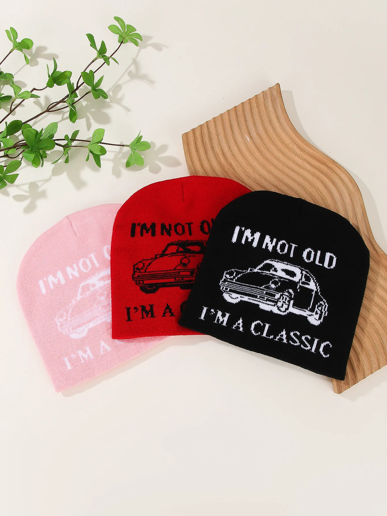 

1 all-in-one trend personality fashion simple letter vehicle pattern warm knit hat suitable for going out and everyday wear casu