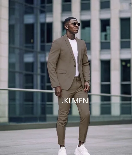 Street Style Dusty Pink Men Suits 2 Pieces Blazer Sets Formal Coat