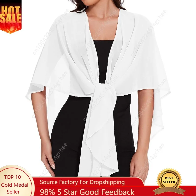 

CHICGAL Shawls and Wraps for Evening Dresses Sheer Womens Chiffon Scarf Wedding Bridal Cover Up