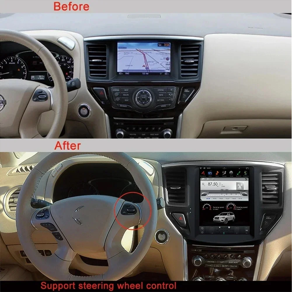 New 8 Core For Nissan Pathfinder 2012 2013 -2020 Car Radio Multimedia Player Android 14 Vertical screen GPS Navigation Carplay
