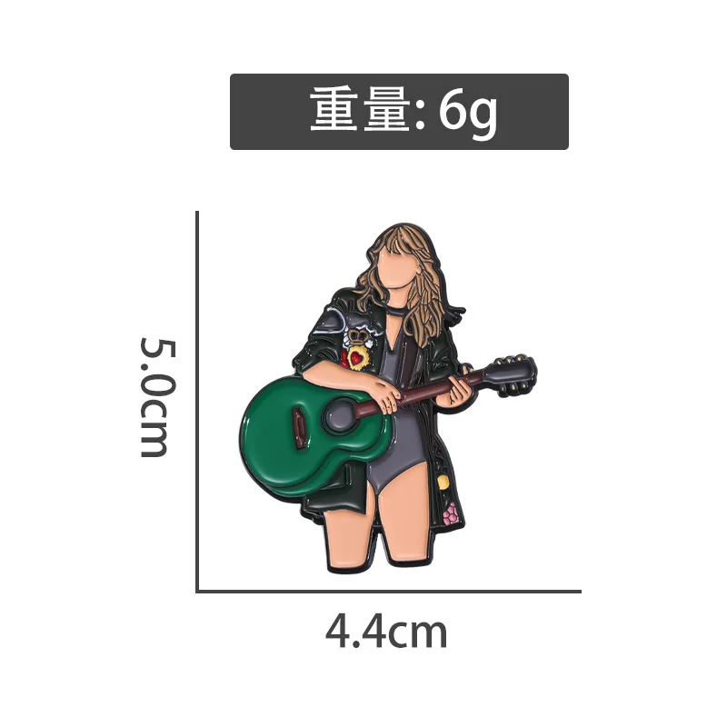 بروش لعنصر موسيقى شخصي ، مغني تايلور سويفت ، شارة على شكل ألبوم جيتار ، إكسسوارات حقيبة ملابس ، إبداعية