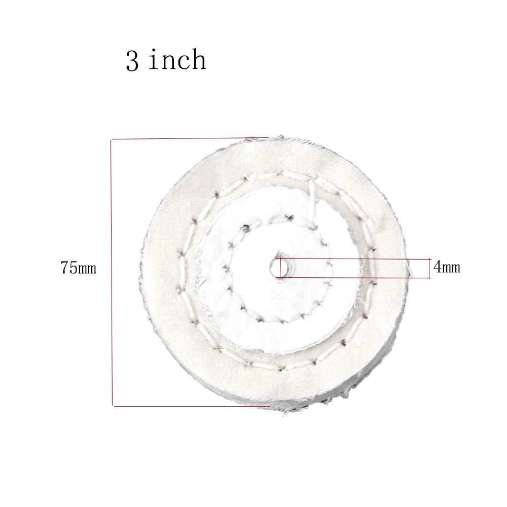 2-3 inch/4mm Inner Hole Cotton Lint Cloth Buffing Wheel Grinder For Gold Silver Jewelry Mirror Polishing Wheel Flannelette Tools