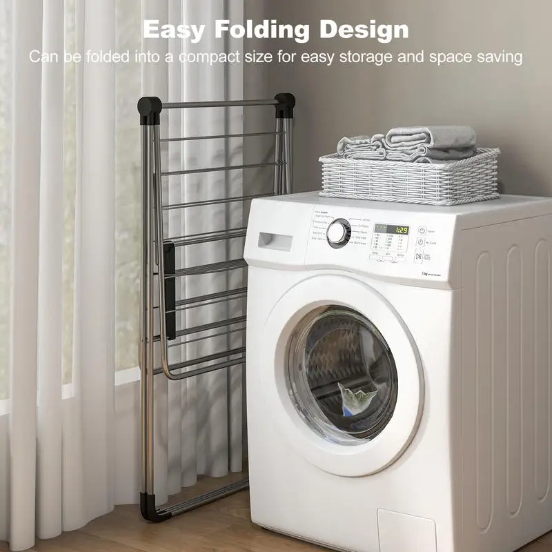 

2-Tier Laundry Drying Rack Folding Cloth Rack with Aluminum Frame