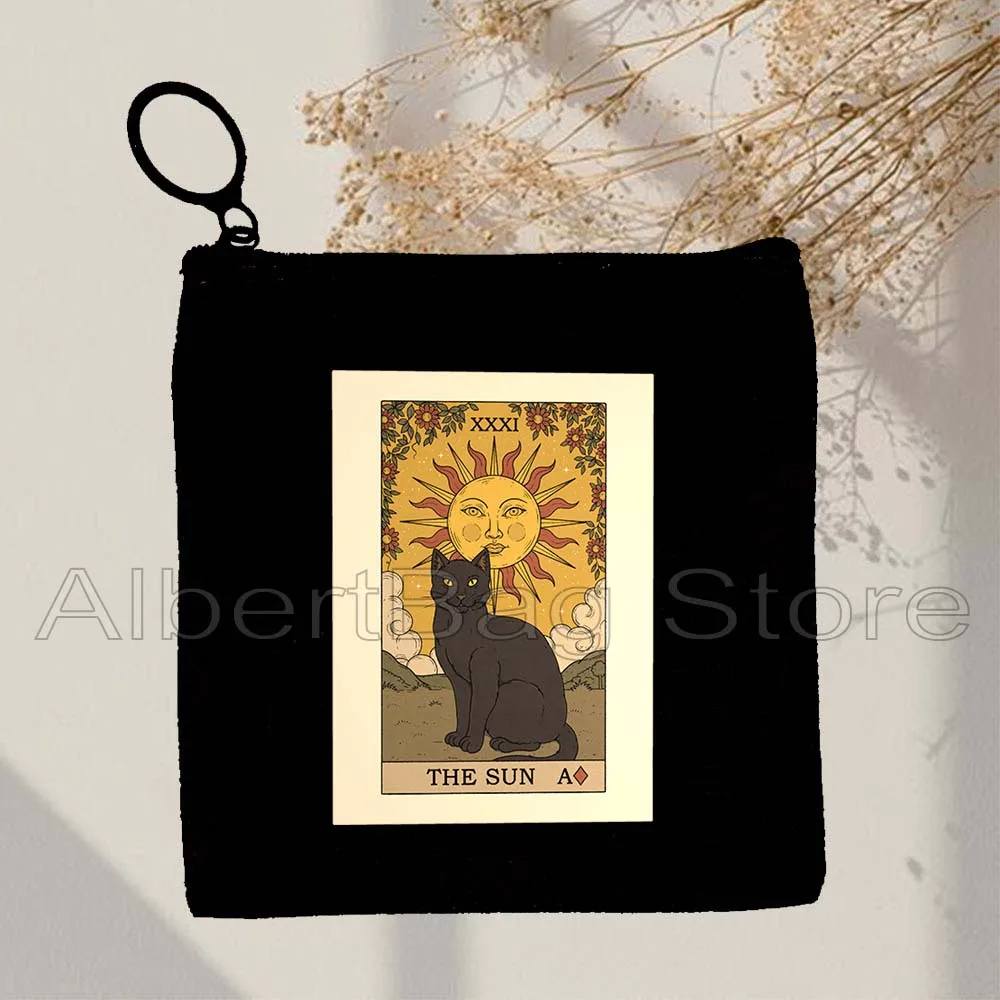 The Fool Sun Moon Star Lovers Libra Gemini Cat Owl Frog Cats Astrology Scorpio Canvas Coin Purse Key Case Small Bag Wallet Pouch