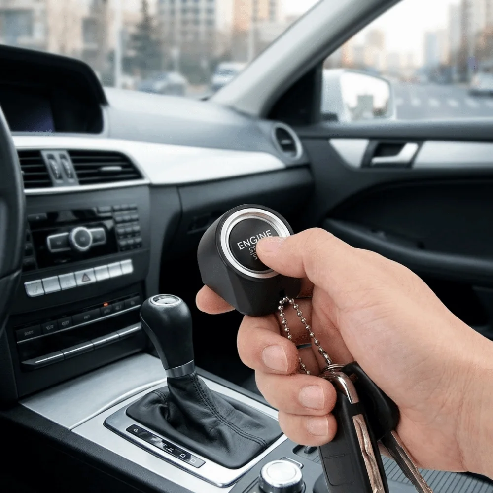 Cartoon Simulation Car Engine Ignition Sound Keychain Sturdy Metal Key Ring Connecting Chain Sound Effect Pendant