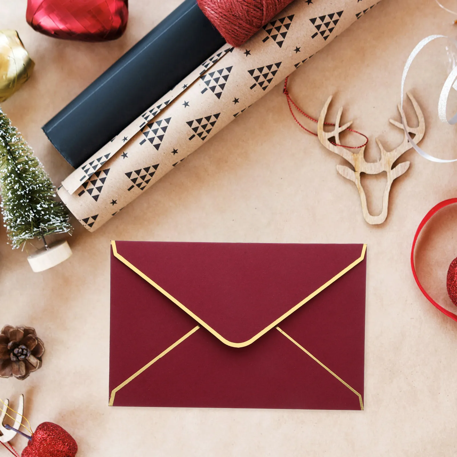 50Pcs Refined Gold Foil Line Envelopes High-Quality Paper Envelopes for Invitation Cards Thank You Notes Greeting Cards Festival