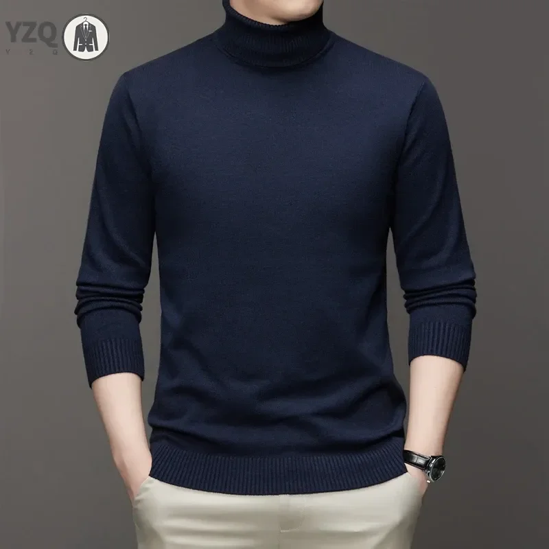 6 Colour Men\'s High Neck Long Sleeved Solid Color Sweater Soft Warm and Comfortable Top with a Base