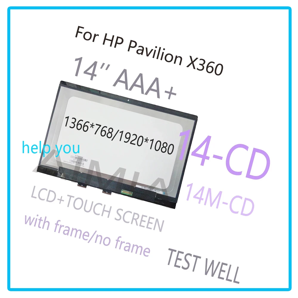 

14-дюймовый ЖК-дигитайзер для ноутбука hp pavilion x360 14-cd 14 cd серии сенсорный ЖК-дисплей в сборе сменная панель с рамкой