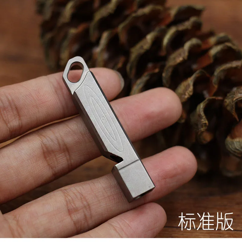 1 Pc EDC Handmade Titanium Alloy Safety Whistle Outdoor Emergency Survival Whistle