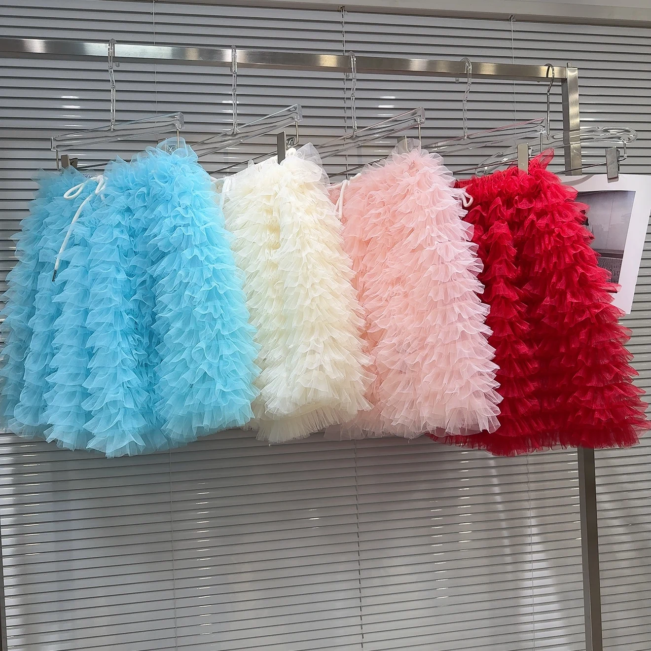 Falda de Tul con Dobladillo Pado Colorida y Dulce, Falda Abullonada para Mujer, Falda Midi de Media Longitud, Uso Diario, ...