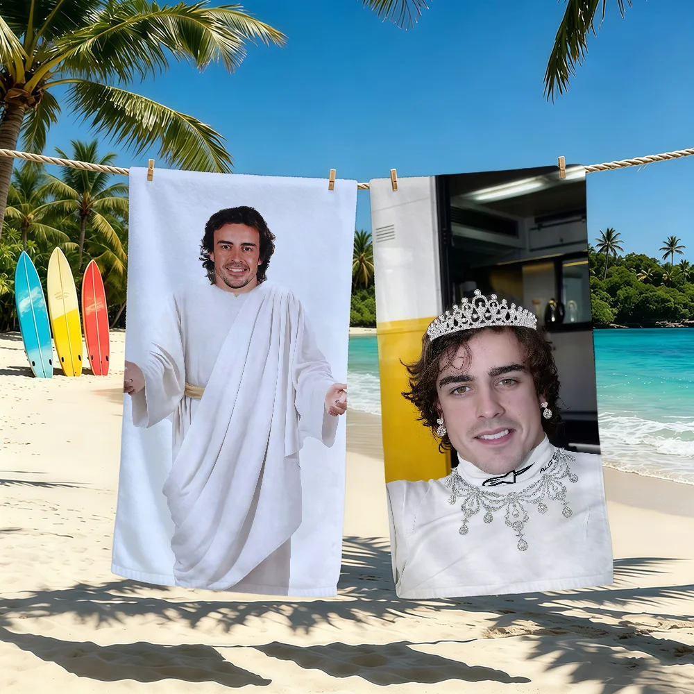 Funny Racing Driver A-Alonso-ES Towel For Outdoor Camping Beach Towel Super Absorbent Quick-Drying Summer Towel