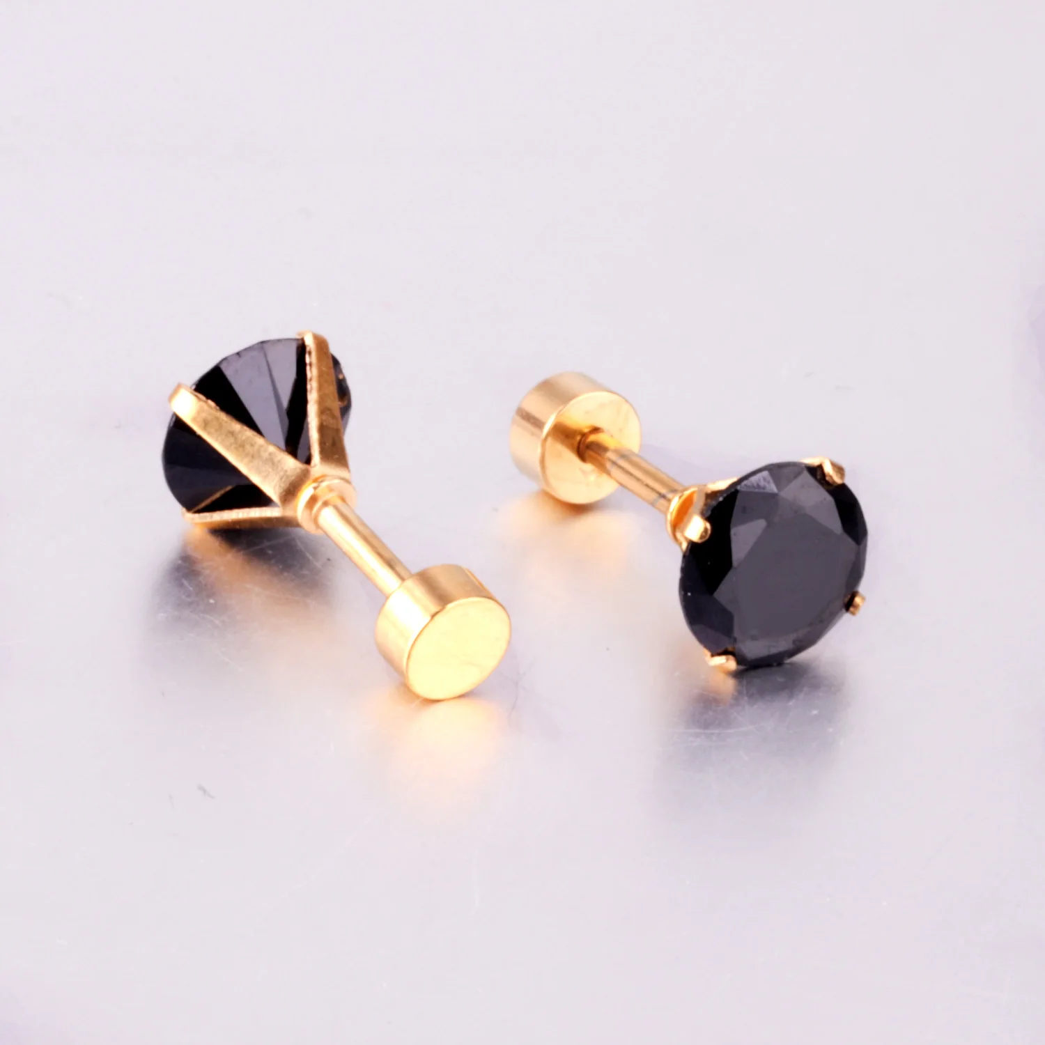 12Pair Cubic Zirconia Stud Earrings Round Crystal Stainless Steel No Fade Simple Screw Earrings Jewelry Gifts Wholesales Vintage