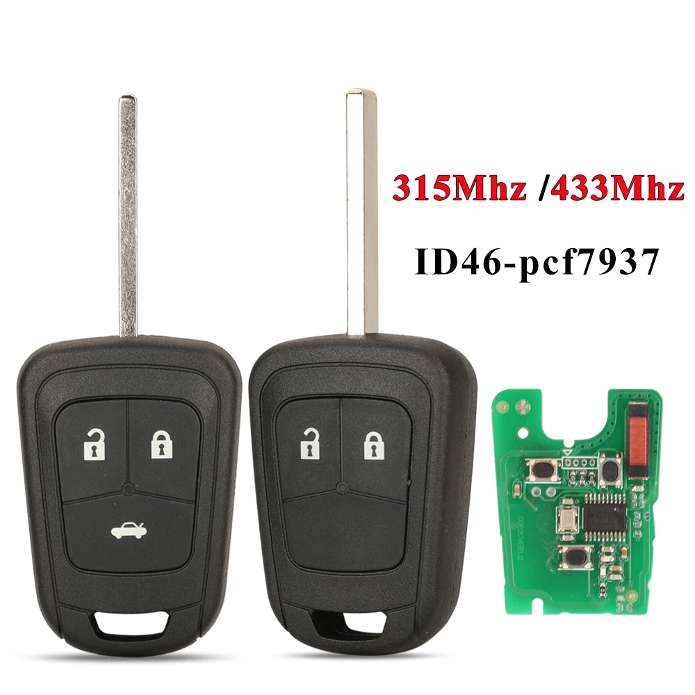 Jingyuqin-Clé télécommande de voiture, 315Mhz, ID46 PCF7937, pour Opel ASTRA J4 IV /INSIGNIA ZAFIRA C MOKKA SachCHEVROLET AVEO, MALIBU CRURÉfléchissant