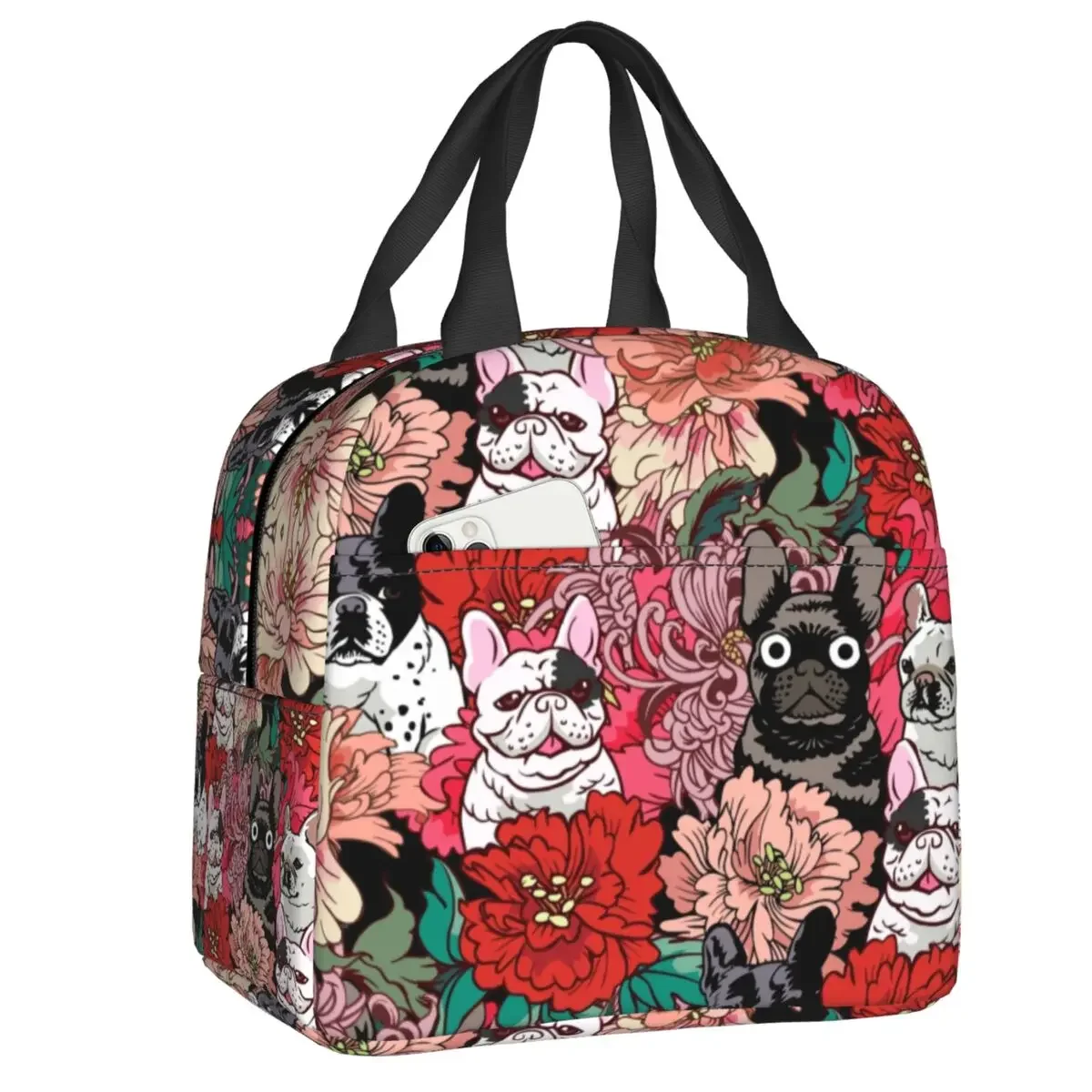 Custom Frenchie French Bulldog Thermal Insulated Lunch Bags Women Lunch Container for School Office Outdoor Storage Food Box
